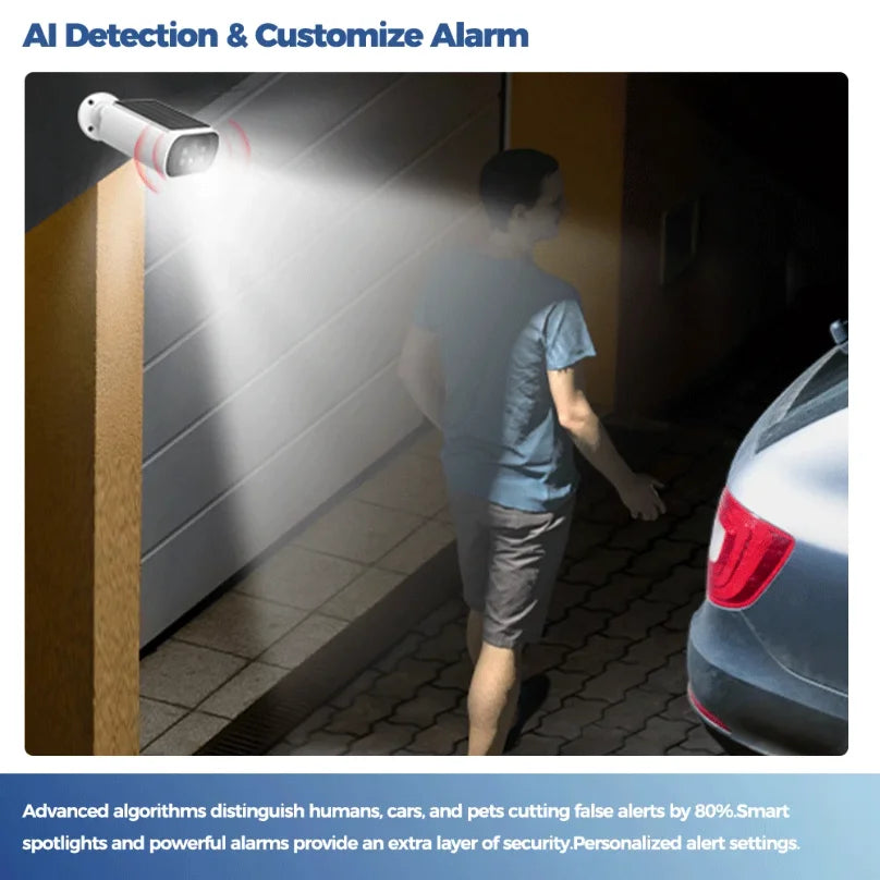 Solar Security Camera 2.5K WiFi Outdoor – Wireless, Night Vision, AI Detection