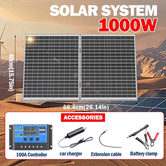 1000W Foldable Solar Panel – Portable 12V for Power Station, RV & Off-Grid Use