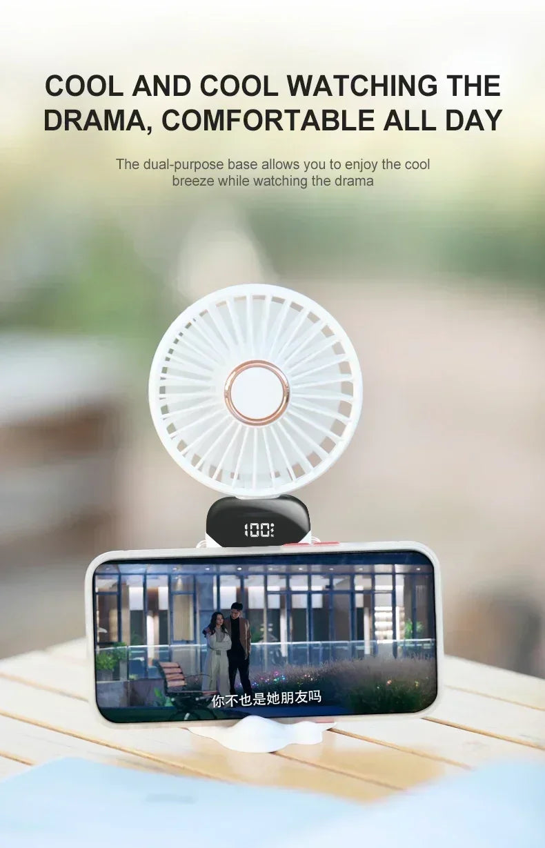 USB Rechargeable Portable Fan - 3-in-1 Handheld Desk Fan for Load Shedding