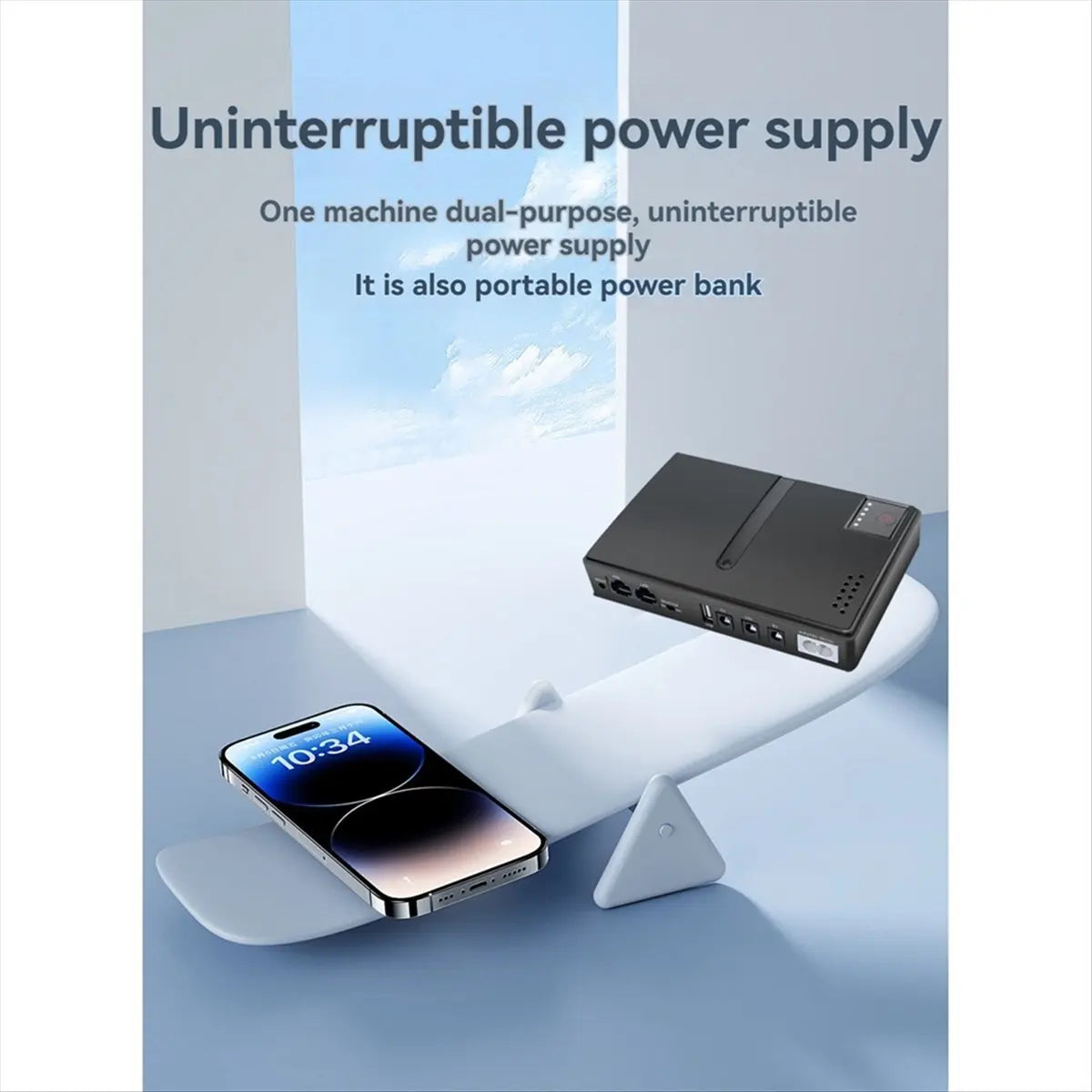 Persevering- DC UPS Battery Backup Uninterruptible Power Supply 85‑265V UPS Battery Replaceable EU-Plug