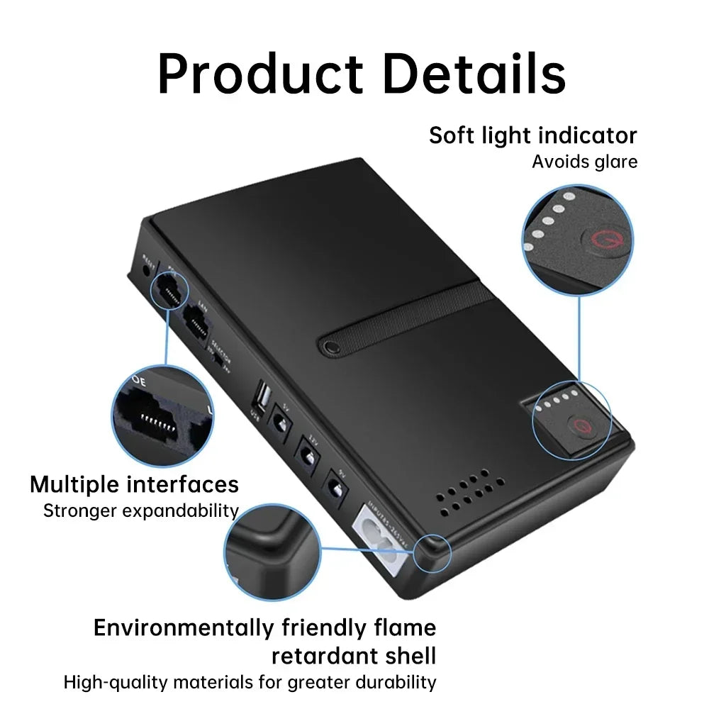 EU UPS Uninterruptible Power Supply 18W DC Backup Battery DC1018L 5V 9V 12V 1-2A AC220V for Router Wifi Modem Backup Charger