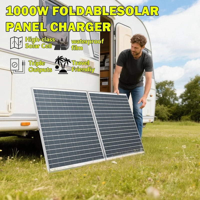 1000W Foldable Solar Panel – Portable 12V for Power Station, RV & Off-Grid Use