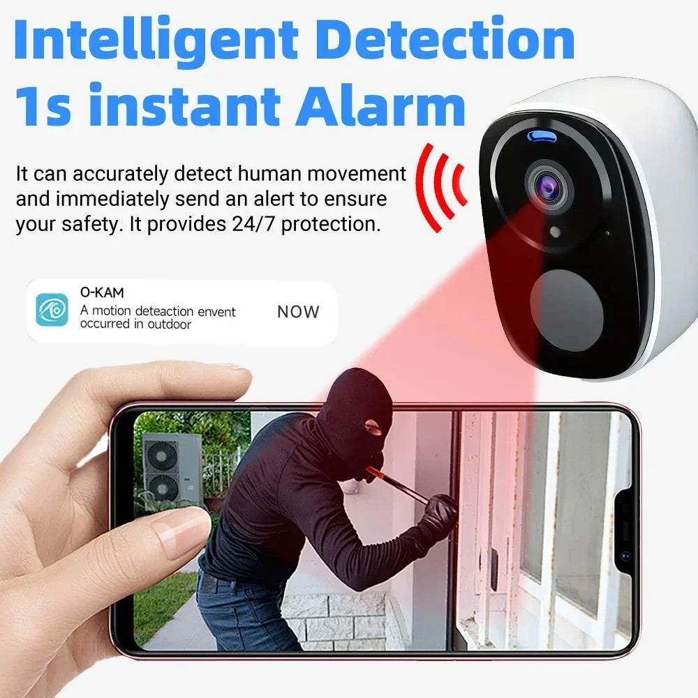2K 5MP Solar Security Camera – Wireless Outdoor, Night Vision, WiFi & Alexa
