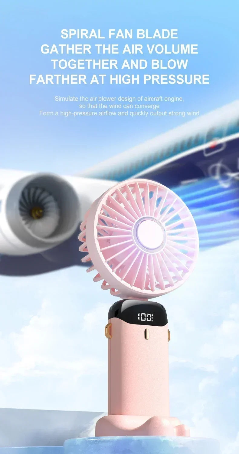 USB Rechargeable Portable Fan - 3-in-1 Handheld Desk Fan for Load Shedding