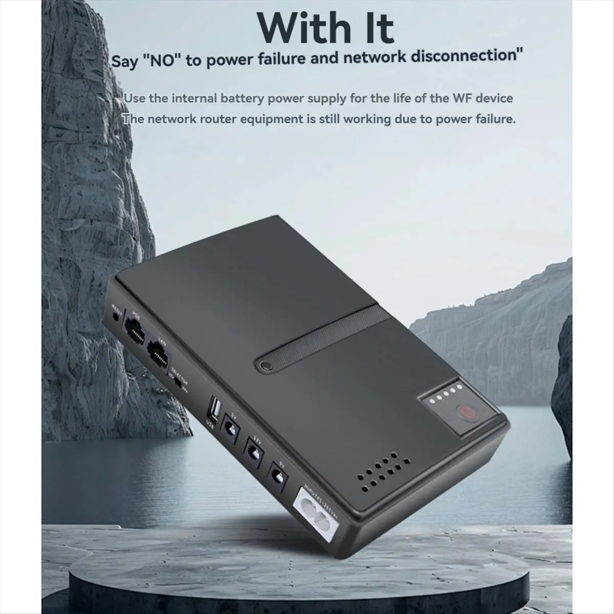 Persevering- DC UPS Battery Backup Uninterruptible Power Supply 85‑265V UPS Battery Replaceable EU-Plug