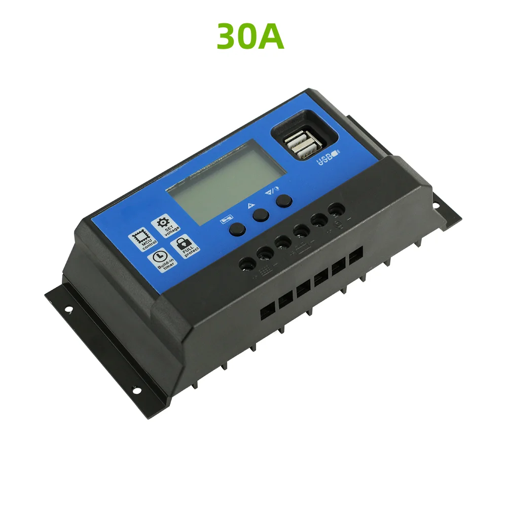 Solar Panel Charge Controller PWM 12V/24V – 10A, 20A & 30A with USB Output