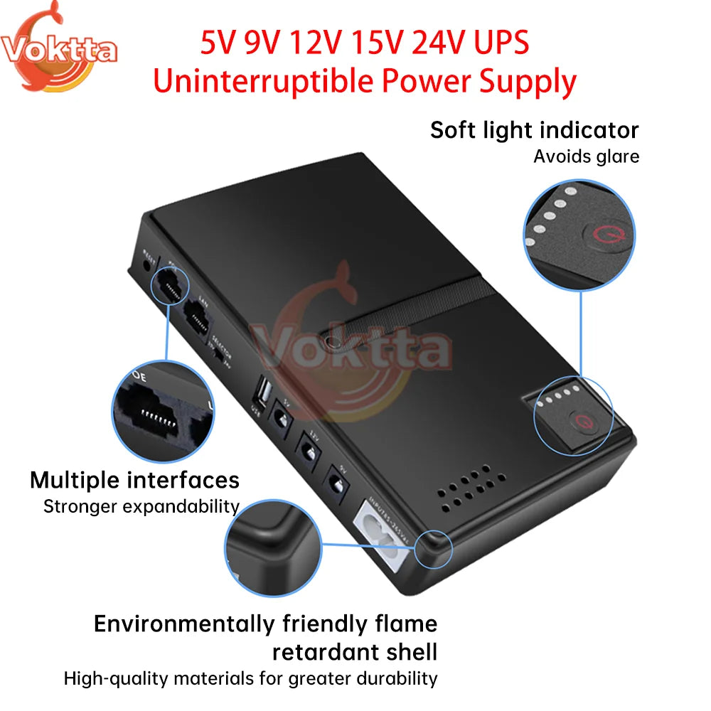 DC UPS Replaceable Battery Uninterruptible Power Supply 5V 9V 12V Optical WiFi Router Monitoring UPS Backup Power Adapter