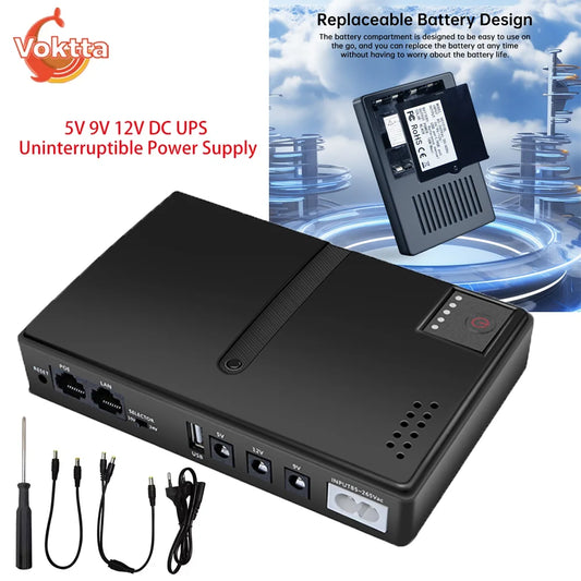 DC UPS Replaceable Battery Uninterruptible Power Supply 5V 9V 12V Optical WiFi Router Monitoring UPS Backup Power Adapter