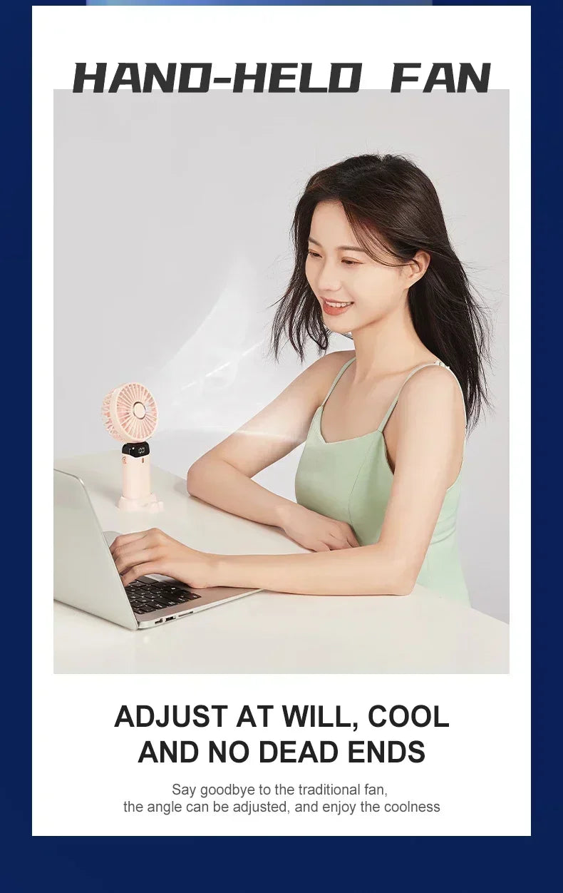 USB Rechargeable Portable Fan - 3-in-1 Handheld Desk Fan for Load Shedding