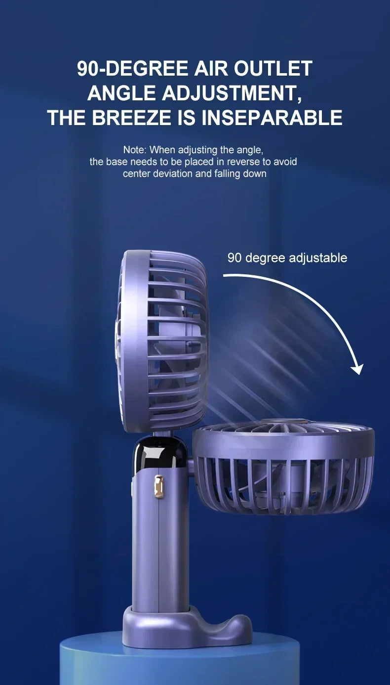 USB Rechargeable Portable Fan - 3-in-1 Handheld Desk Fan for Load Shedding