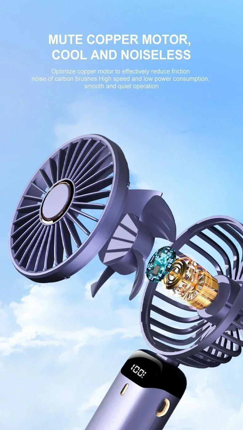 USB Rechargeable Portable Fan - 3-in-1 Handheld Desk Fan for Load Shedding