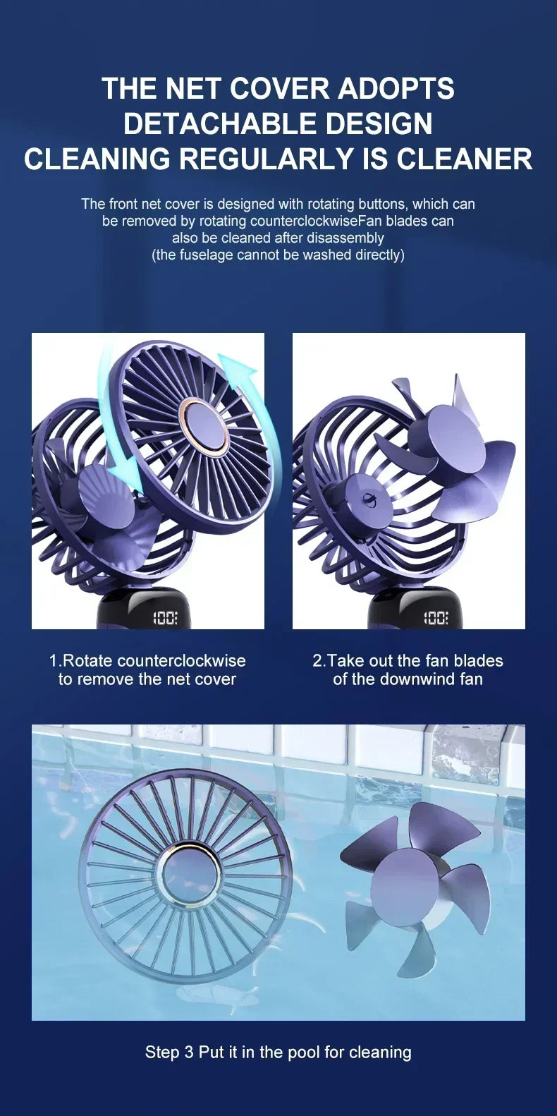 USB Rechargeable Portable Fan - 3-in-1 Handheld Desk Fan for Load Shedding