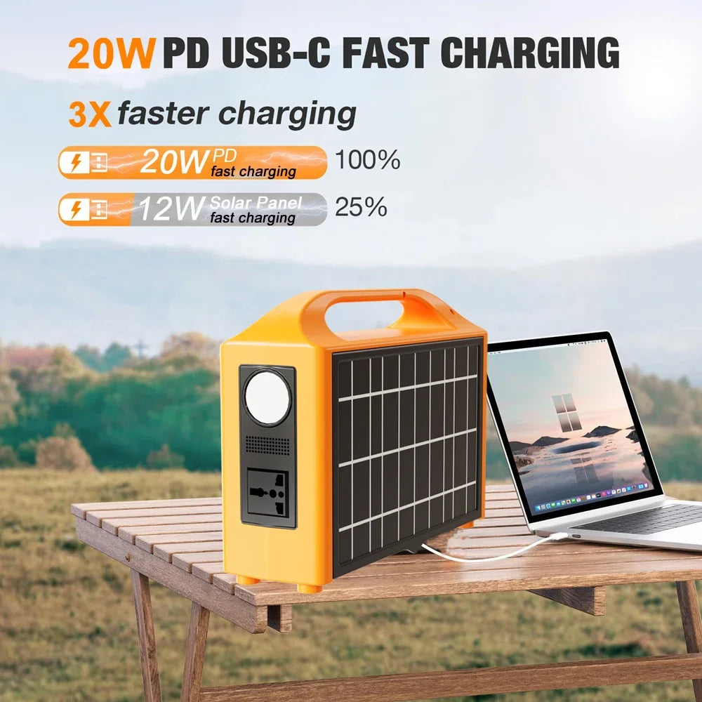 100W Portable Power Station with Solar Panel – Load Shedding & Camping Backup