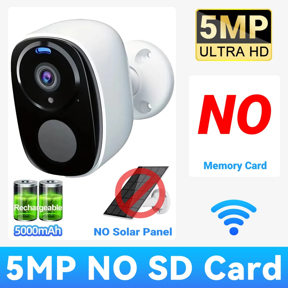 2K 5MP Solar Security Camera – Wireless Outdoor, Night Vision, WiFi & Alexa