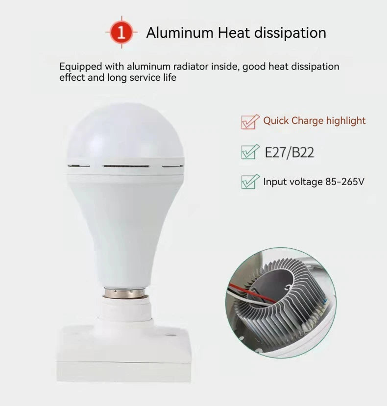 Rechargeable LED Emergency Bulb - Load Shedding Light Bulb (7W-15W)